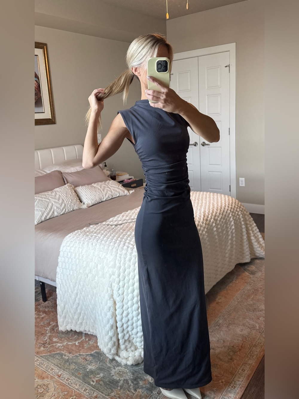 Meshki Charcoal Maxi Column Dress new with tags